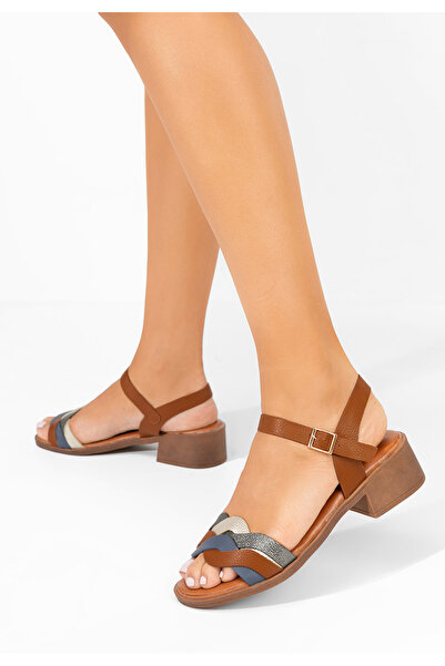 B T Shoes Sandale cu toc gros Brusa maro