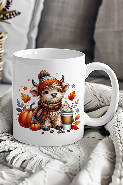 giftkonsept Autumn Theme Fall Vibes Highland Cow Printed Gift Mug