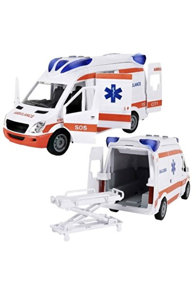 KESNUP Ambulanță cu targă, sunete și lumini, albă