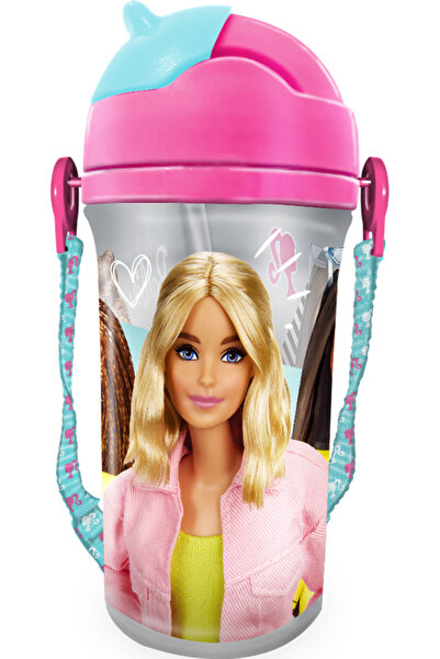 Barbie زجاجة ماء بحزام خاص سعة 400 مل - وردي وأرجواني