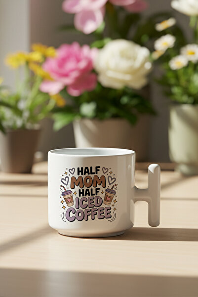 giftkonsept Half Mom Half Iced Coffee Printed Gift t Handle Latte Cup Mug