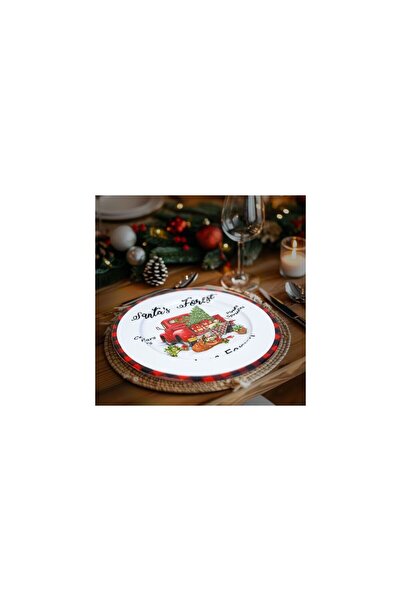 Mercaton Christmas Metal Tray Car White 33 cm