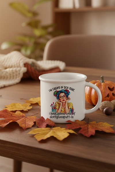 giftkonsept I'M Calling in Sick Today Printed Enamel-Looking Ceramic Vintage Mug Cup