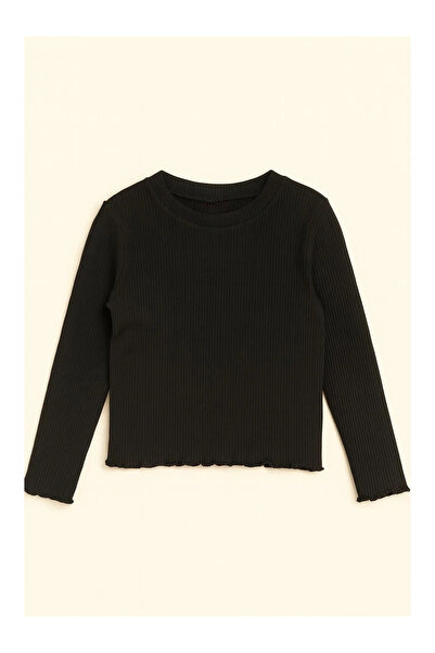 kidstalya Black Ribbed Girl's Bodysuit