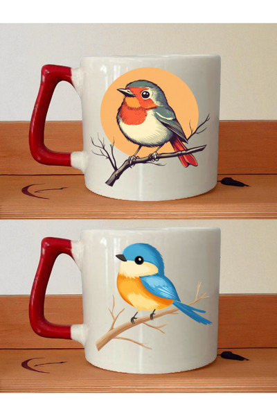 lili hediyelik طقم أكواب مكون من قطعتين مطبوع عليه طائر الحلوى - هدية للرجال ...