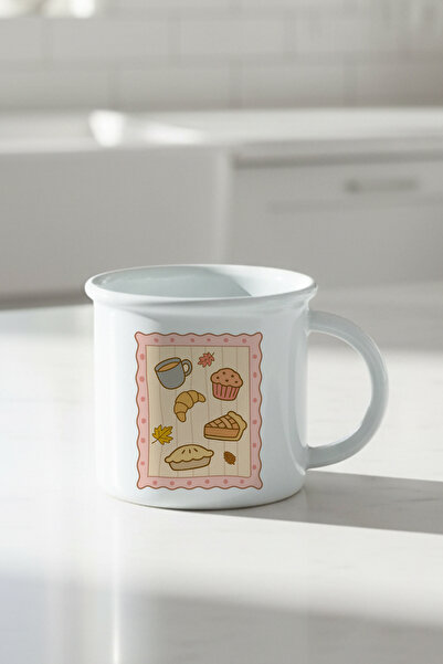 giftkonsept كوب سيراميك عتيق الطراز بتصميم مطبوع يشبه المينا بموضوع الخريف