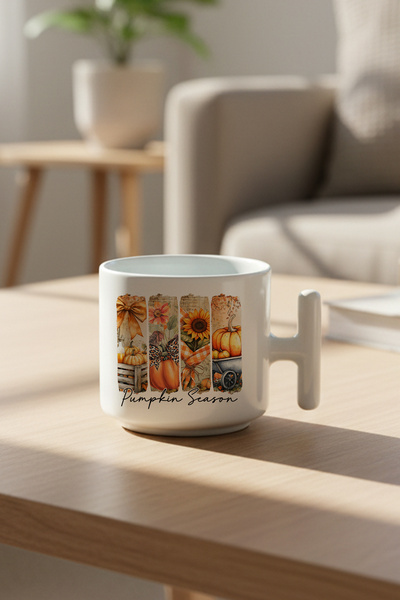 giftkonsept Pumpkin Season Printed Gift T-Handle Latte Cup Mug