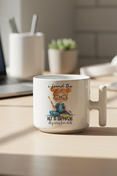 giftkonsept كوب قهوة لاتيه مطبوع عليه عبارة 'وجدت مفتاح السعادة' مع مقبض
