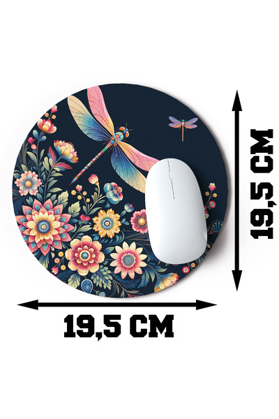 giftkonsept Dragonfly Bird Patterned No:2 Printed Round Gaming Mousepad