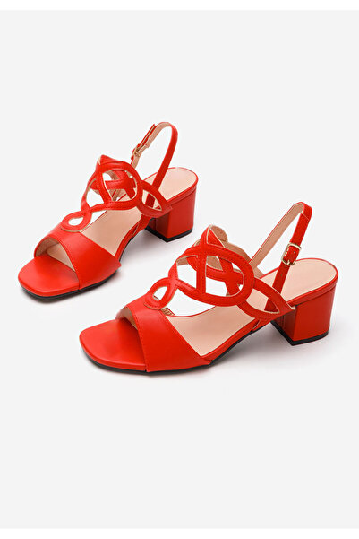 B T Shoes Sandale cu toc gros Eleanora rosii