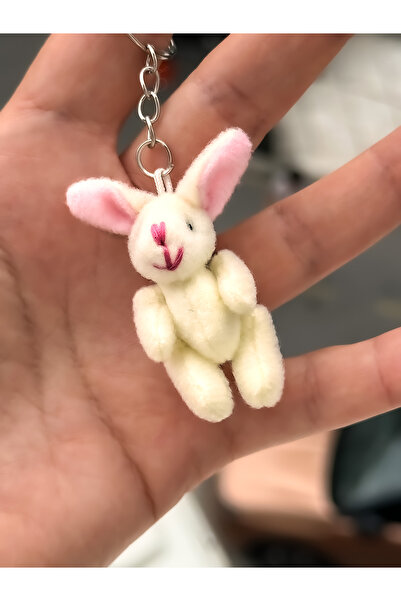 Bonicce Rabbit Figurine (Movable Head; Arms and Legs Move) Mini Plush Keychain, School Bag Ornament