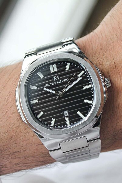 Store Patek Model Silver with Black Box Guaranteed Steel Men's Watch