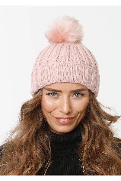 Wearflawless Women's Pink Beanie Winter Soft Acrylic Pompom Beanie