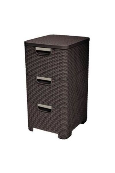 CURVER Plastic chest of drawers, 3 drawers, rattan imitation, dark brown, 33x60x38 cm,