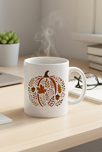 giftkonsept Chinoiserie Pumpkin Floral Fall Printed Gift Mug Cup