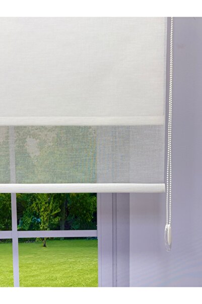 donatti perde Çiftli Sistem Keten Tül ve %100 Blackout (Karartma) Beyaz Stor Perde