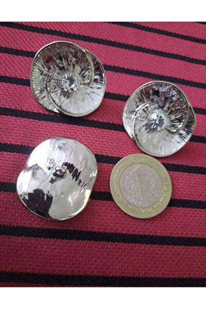 beyna aksesuar Silver Plated Metal Button 3 cm with Crystal Stone 1 Pack 3 Pieces