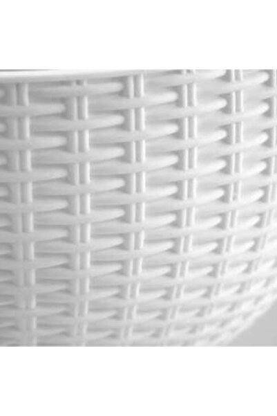 Mercaton Hanging Flower Pot Mercaton, PP Material, UV Resistant, Rattan Imitation, 58×27 cm, White
