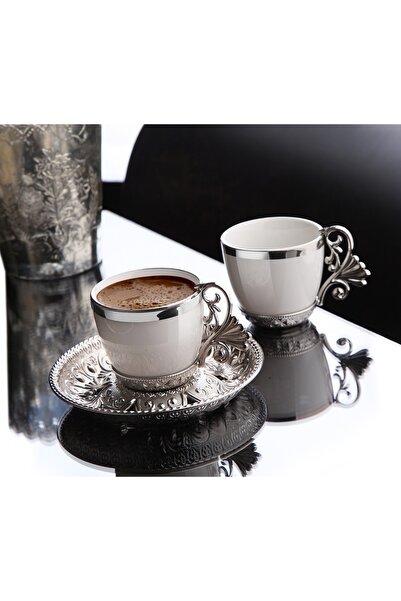 BUSEM Non-Tarnish Metal and Porcelain Presentation Coffee Set