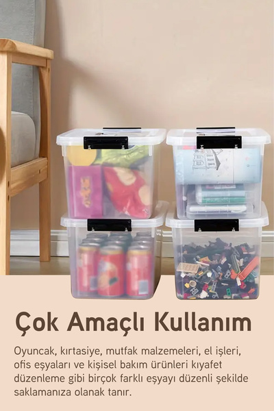 İronika Tekerli Saklama Kabı Yatay Dikdörtgen Kilitli Kapaklı Çok Amaçlı Oyuncak Saklama Kutusu 80 Litre