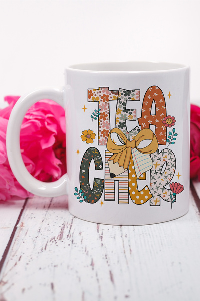 giftkonsept Teacher Floral Patterned Teacher Printed Gift Mug