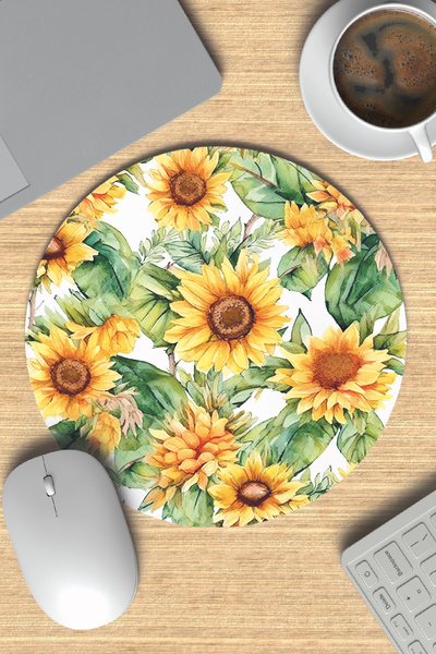 giftkonsept Sunflowers Themed No:1 Printed Round Gaming Mousepad