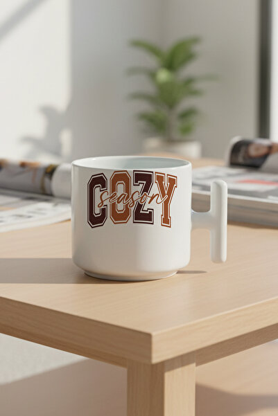 giftkonsept Autumn Theme Cozy Season Printed Gift T-Handle Latte Cup Mug