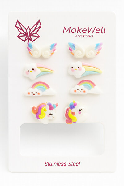 MakeWell Steel Needle Labubu Kuromi My Melody Rabbit Design Steel Needle Earring Set