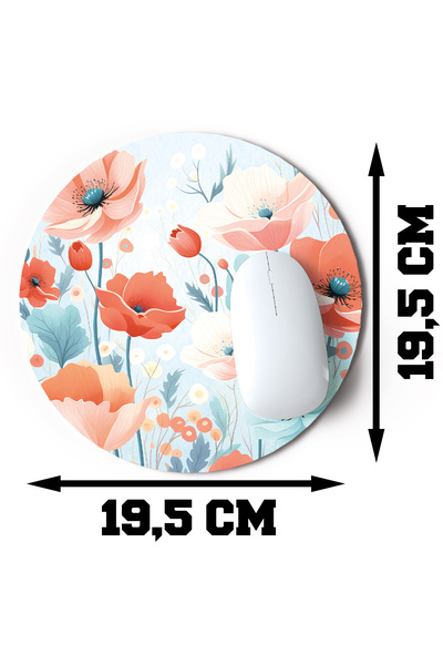 giftkonsept Colorful Flowers No:14 Printed Round Gaming Mousepad