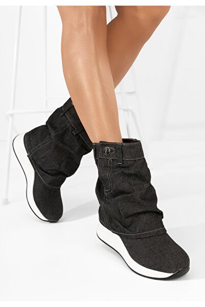 B T Shoes Ghete cu platforma Leanne negre