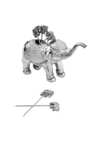 The Kings Pewter Fil Figürlü Kalay Kokteyl Çubuk Tutucu ve Çubukları