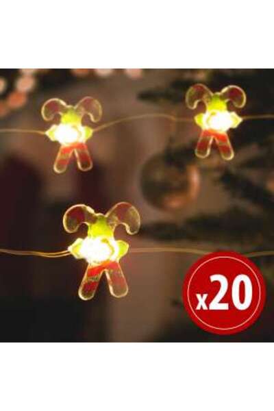 Mercaton LED Light String Candy Cane Shape 2.2 meters 20 LEDs Warm White 2 x AA