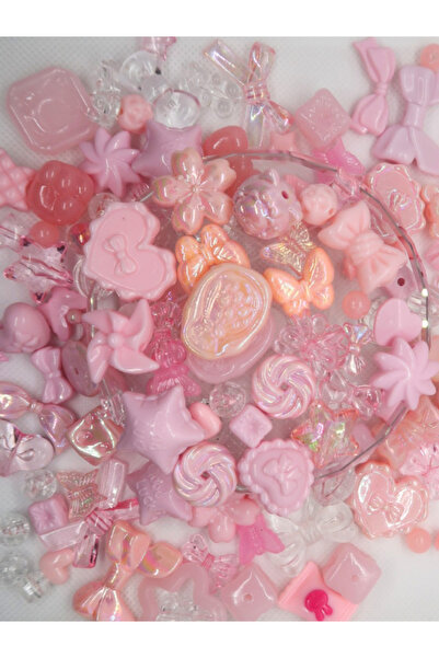 Boncuk Abla Pembe Jelly Charm Boncuk Karışık 30 Adet Figür Boncuk
