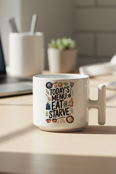 giftkonsept Todays Menu Printed Gift T-Handle Latte Cup Mug