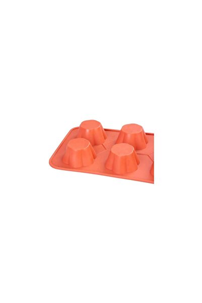 Magic Home Muffin baking mold, 6 molds, silicone, flower pattern, red, 28.617.23.5 cm, MagicHome