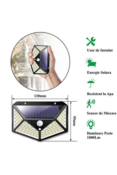 VTM Proiector LED Solar cu Senzor de Miscare - 100 LED-uri