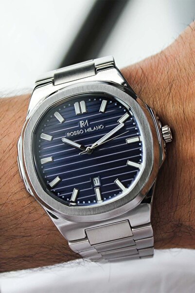 Store Patek Model Silver with Navy Blue Box Guaranteed Steel Men's Watch