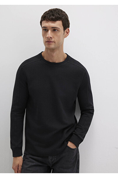 Mavi Текстурирана базова черна мъжка тениска с дълъг ръкав M0610106-900