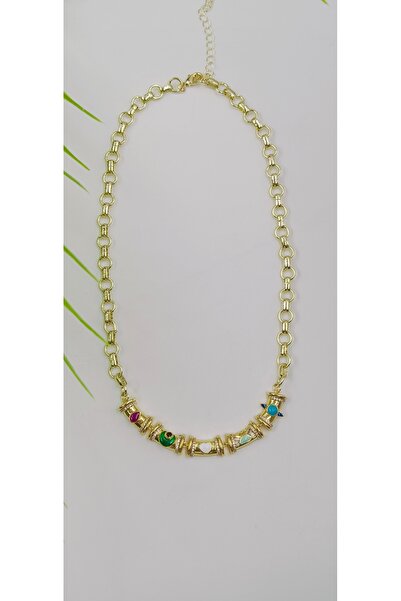 Yaseminli Butik Gold Color Colored Tip Necklace