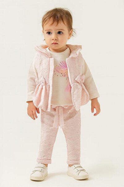 RAPAPA Baby Girl Lace Look 3-Piece Set – Vest, Sweatshirt and Pants 7044P
