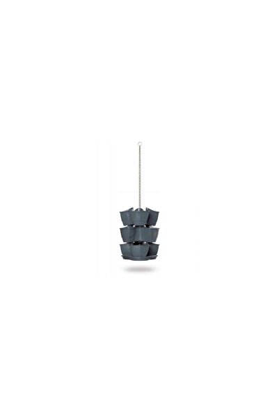Prosperplast Decorative flower pot, Prosperplast, with chain, anthracite, 9 L, set of 3 pieces