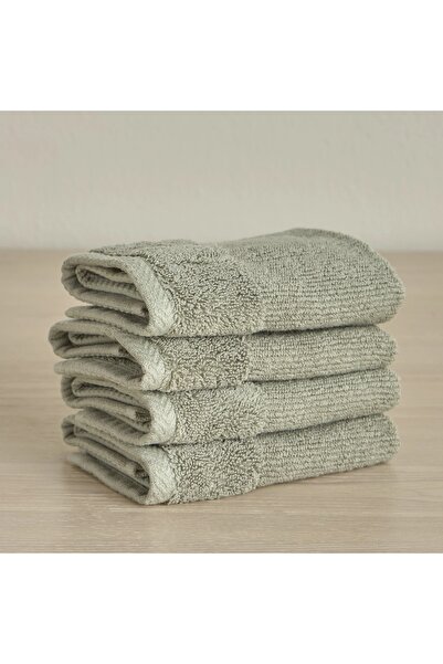 Generic Ribbed 4-Piece Turkish Cotton Fingertip Towel Set - 30x30 cm