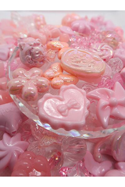 Boncuk Abla Pembe Jelly Charm Boncuk Karışık 30 Adet Figür Boncuk