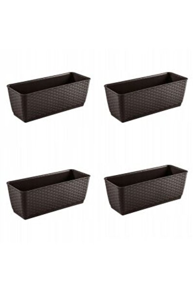 Mercaton Set 4 jardiniere decorative, Mercaton, imitatie ratan, maro, 49.2×17.2×17.4 cm