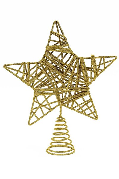 BeySüS Yılbaşı Ağacı Tepelik Yıldız 26 cm Altın Renk