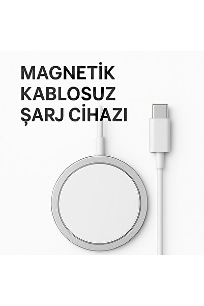 aheaks MagSafe Manyetik Kablosuz Şarj Cihazı | iPhone 12-17 Pro Max Uyumlu 15W Şarj Aleti