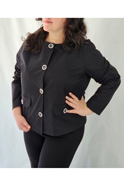 MRV DESIGN Plus Size Buttoned Woven Jacket