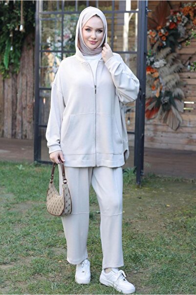 Moda Rosa 26K2235 - Beige - Modal Fabric Jacket Suit