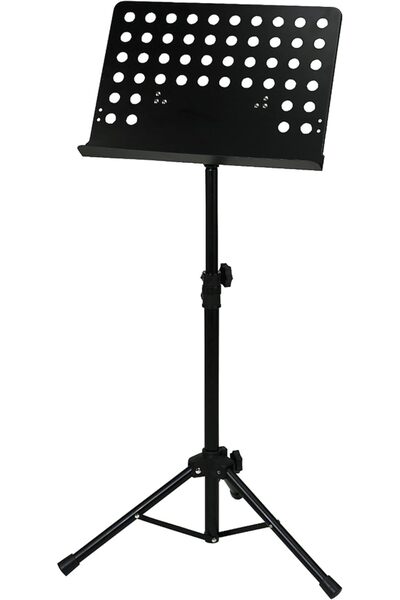 MegArya حامل أوركسترالي أسود معدني أسود قابل للطي مع لوحة مثقبة قابلة للإزالة ووصلة أنبوبية