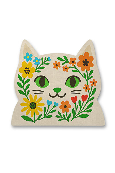 Rugs Modern Halı MOSSO Krem Temalı Kedi Figürü Desenli Dokuma Taban Modern De...